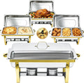 9QT Chafing Dishes for Buffet 4 Pack with 7 Multi-Size Food Pans