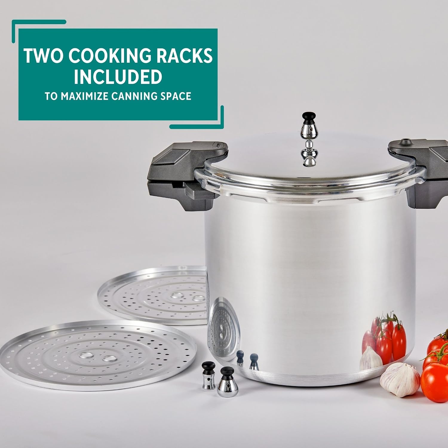 22 Qt Aluminum Pressure Canner with 3 Regulators, 5, 10 & 15 PSI