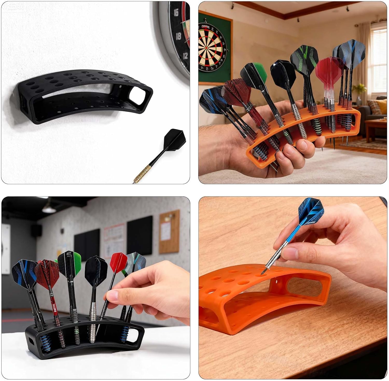 Wall Mounted Dart Holder | 21 Tip Darts Storage and Display Rack | Game Room Organizer Accessory