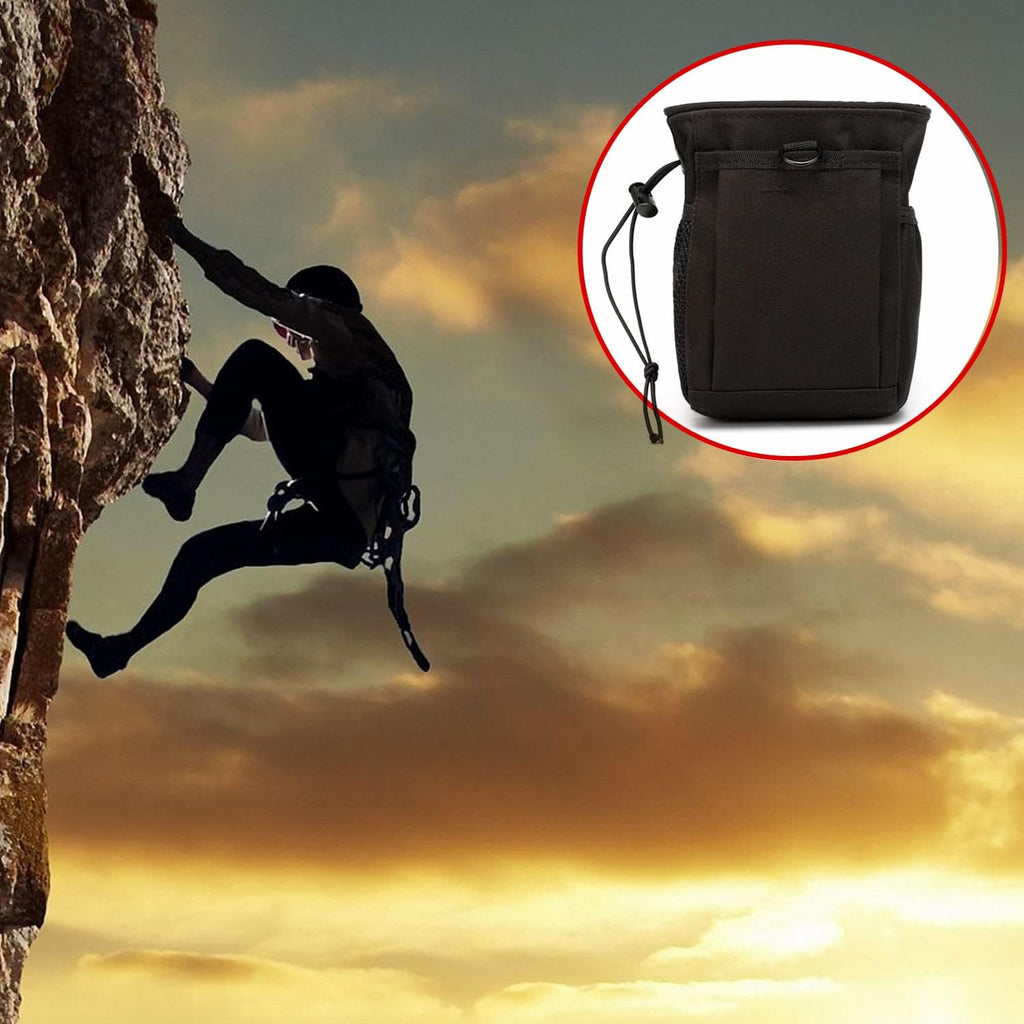 Rock Climbing Chalk Bag, goldhik Bouldering Chalk Bags with Quick-Clip Belt and 3 Pockets, Great Equipment for Rock