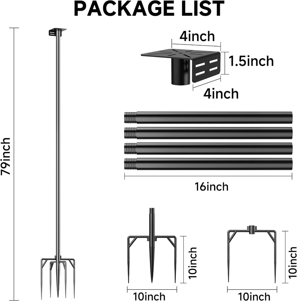 Bird House Pole Stand 79", Dia 1 Inch Smart Bird Feeder Pole for Camera Birdfeeder, Feeding Station for Outdoors