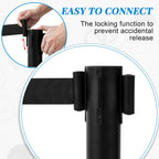 6 Pack Crowd Control Stanchions Barriers, 9.8ft, Black