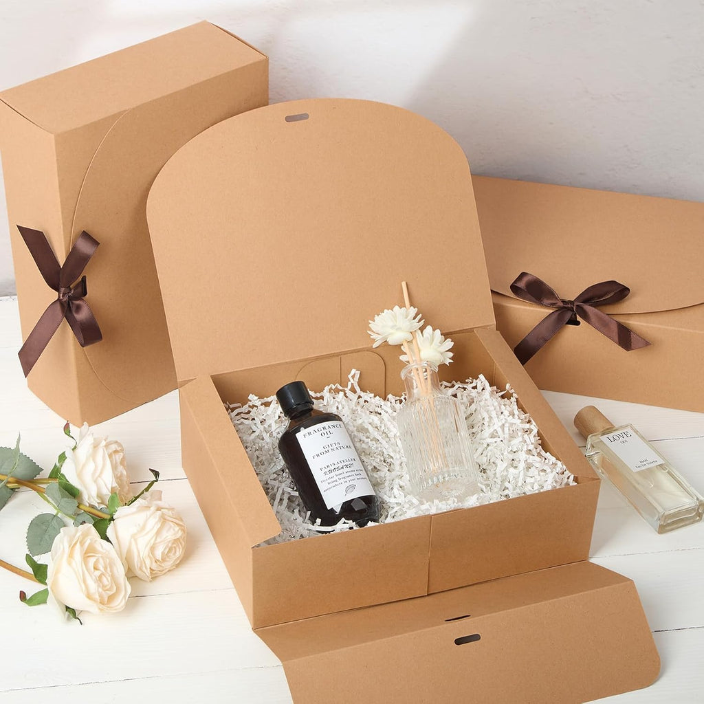15 Pack 10.6" x 7.8" x 3.1" Brown Gift Boxes with Lids