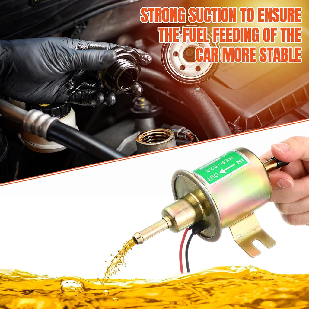 2 Pcs Electric Fuel Pump Kit 12v Universal Low Pressure 4-7 Psi Gas Diesel Inline Pump with 2 Fuel Filter and 8 Hose