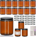 16 Pack Dark Amber Candle Jars, 8 oz Glass Jars with Lids | Amber Glass Jars with Lids, Candle Jars with Silver Lids
