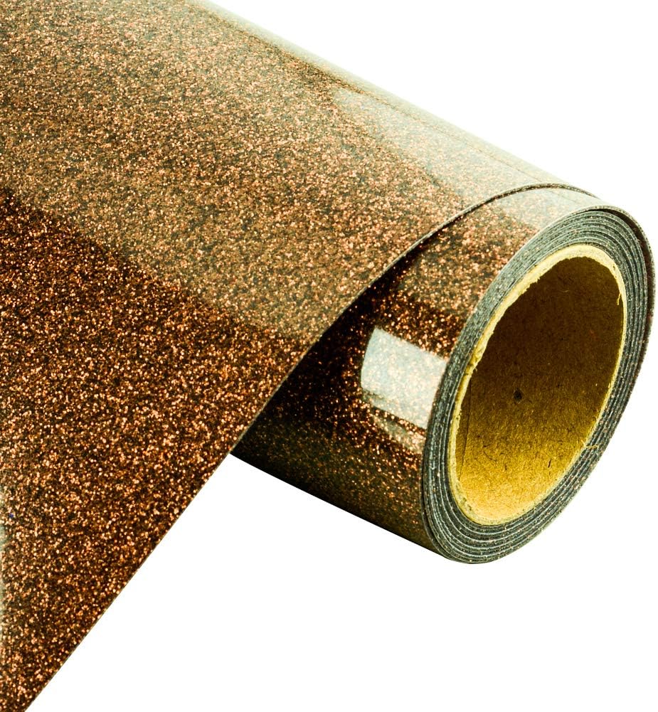 Brown Glitter HTV Heat Transfer Vinyl, 10 Inch X 5 Feet Iron on Vinyl Rolls for Garment T-Shirt, Compatible with
