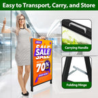 A Frame Sidewalk Sign 24 x 36 Inch Outdoor, Double-Sided Folding Sandwich Board with Handle, Heavy Duty Metal