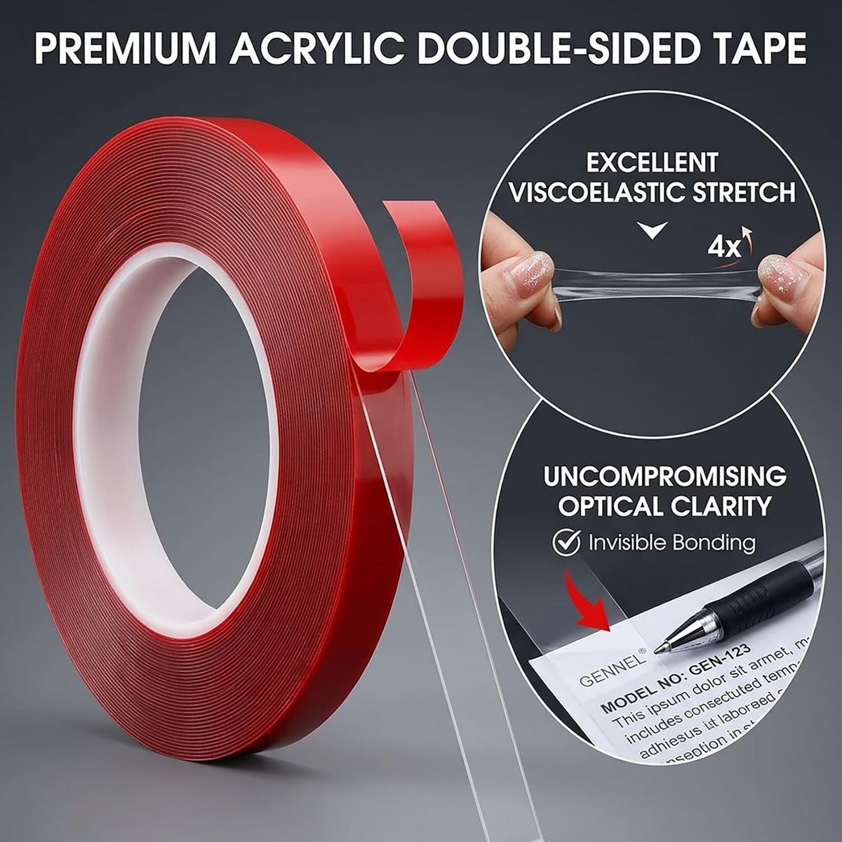 (2Pcs) Double-Sided Tape,1/4inch x 78inch Strong Adhesive