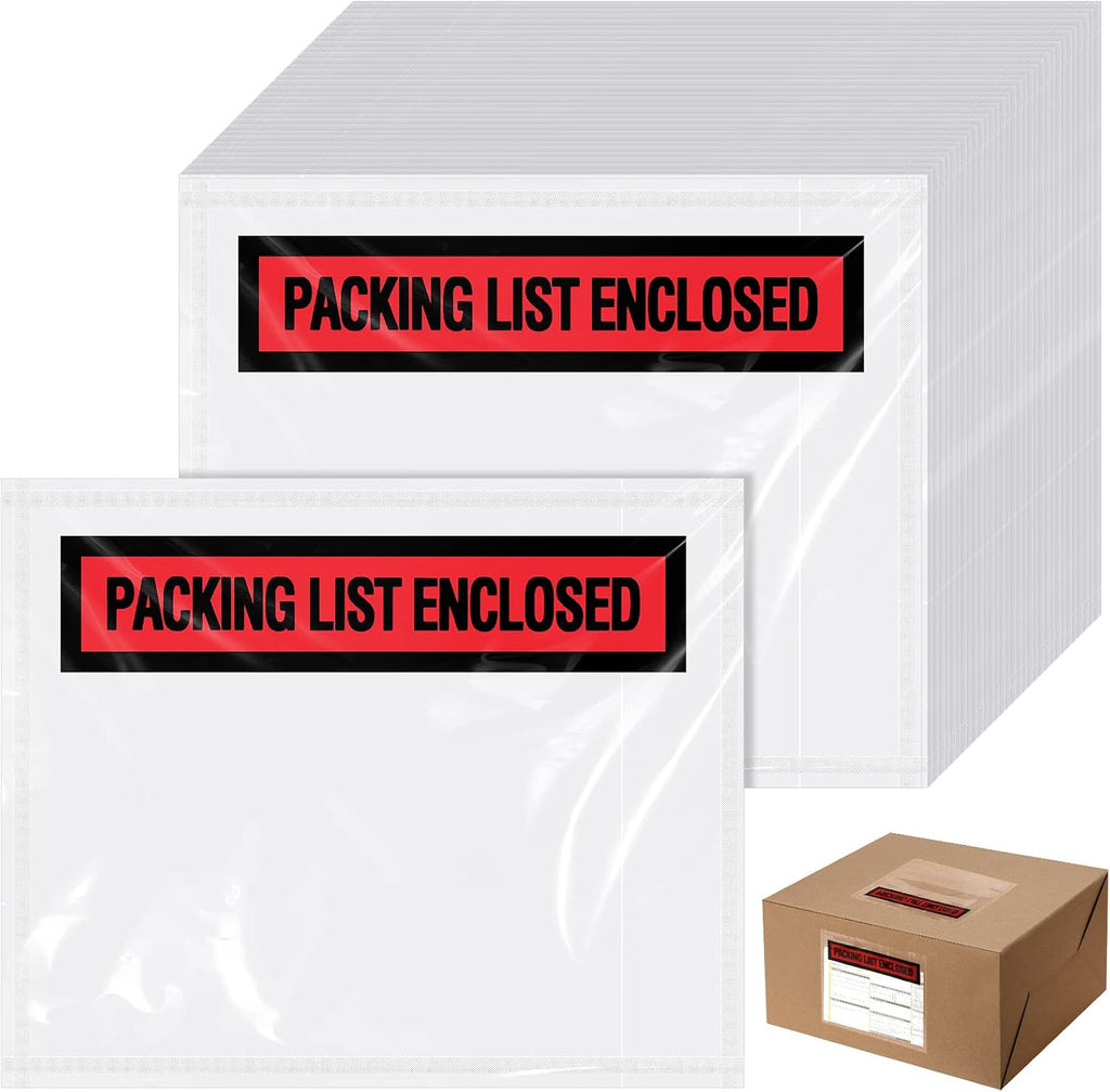 1000 Pcs Packing List Envelopes Clear Adhesive,Red,4.5"X 5.5"