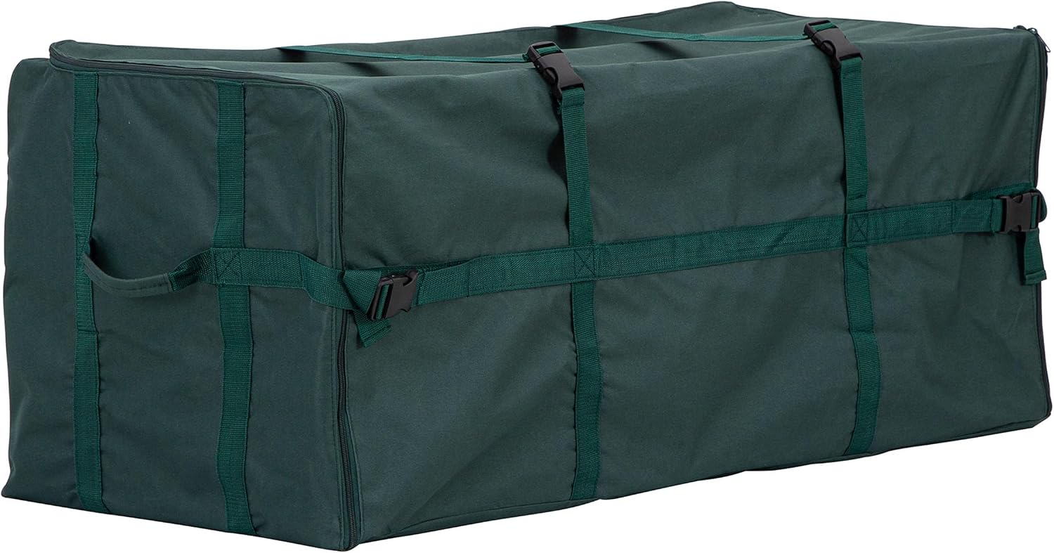 Heavy Duty Canvas Christmas Tree Storage Bag with Straps, fits up to 7.5 ft Tree, Green