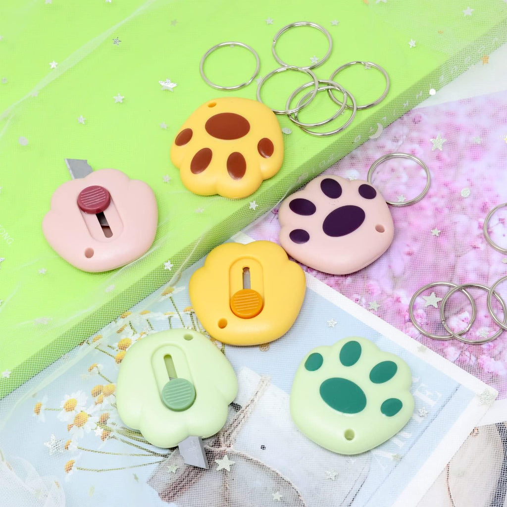 6PCS Creative Cute Cat Paw Mini Utility Knives Portable Art Knife Retractable Envelope Knife Letter Opener Carton