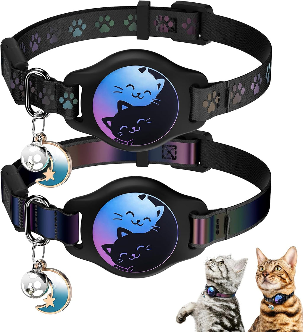 AirTag Cat Collar Breakaway, 2 Pack Cat Collar with Apple AirTag Holder