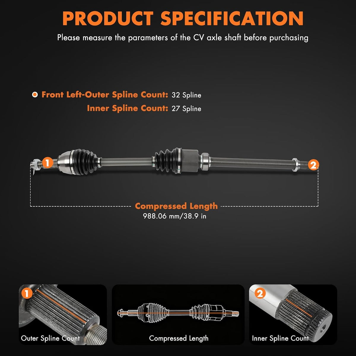 Front Right CV Axle Assembly 2013-2018 for Nissan for ALTIMA Sedan 2.5L