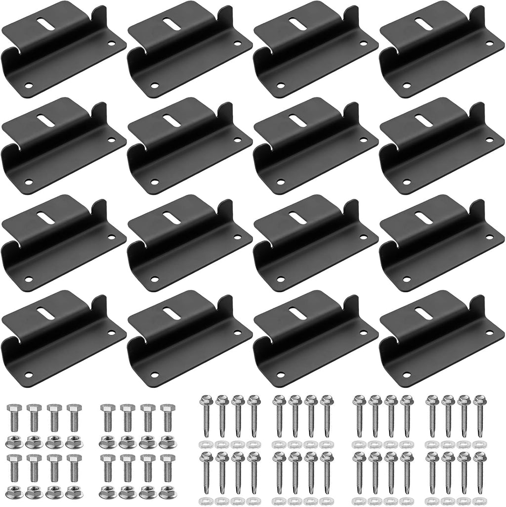16PCS Solar Panel Z Bracket, Solar Mounting Kit for RV, Roof, Black | Aluminum Solar Panel Mounting Brackets, 304