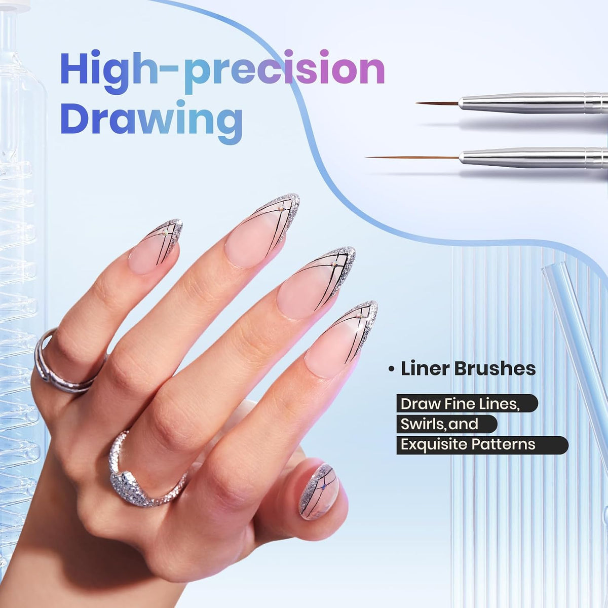Nail Art Brushes, 6 Pcs Fingernail Art Design Pens