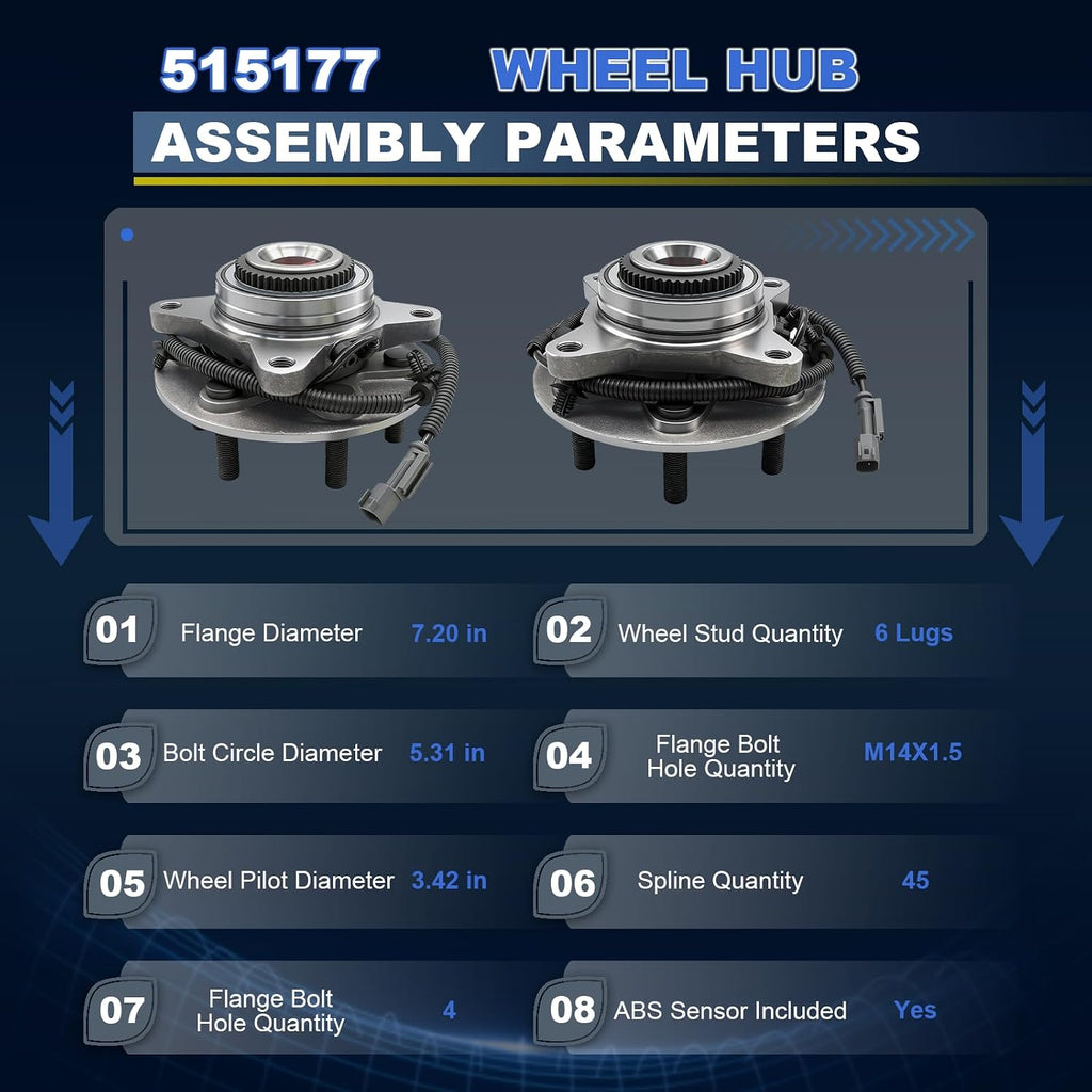 DJB 515177 4WD Front Wheel Bearing Hubs Assembly for 2018-2020 Ford F-150