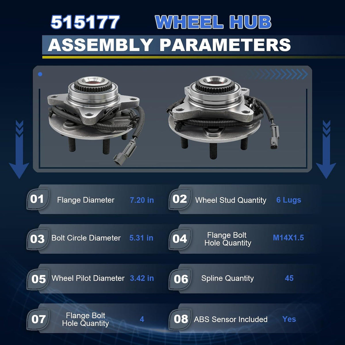 DJB 515177 4WD Front Wheel Bearing Hubs Assembly for 2018-2020 Ford F-150