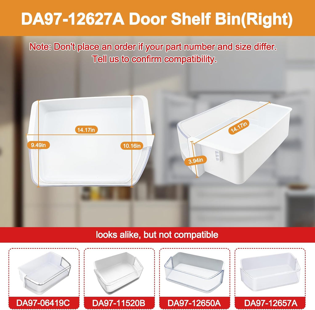 DA97-12627A Door Shelf Bin Compatible with samsung Refrigerator: RF31FMESBSR/AA, RF323TEDBSR/AA, RF323TEDBWW/AA etc.Assembly Guard-ref R Replacement PS4176638, AP5623305, 3288944, EAP4176638