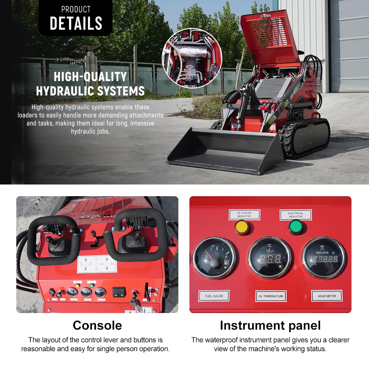 Mini Skid Steer Loader 23HP Gas Powered Stand On Compact Track Loader
