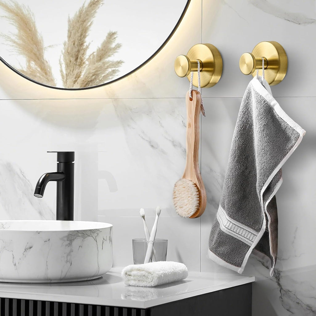 BKV Suction Cup Hooks for Shower,Gold,4 Pack