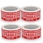 4 Rolls/2000 Labels,Handle with Care Fragile Thank You, Red Warning Shipping Label Stickers (2" x 3")