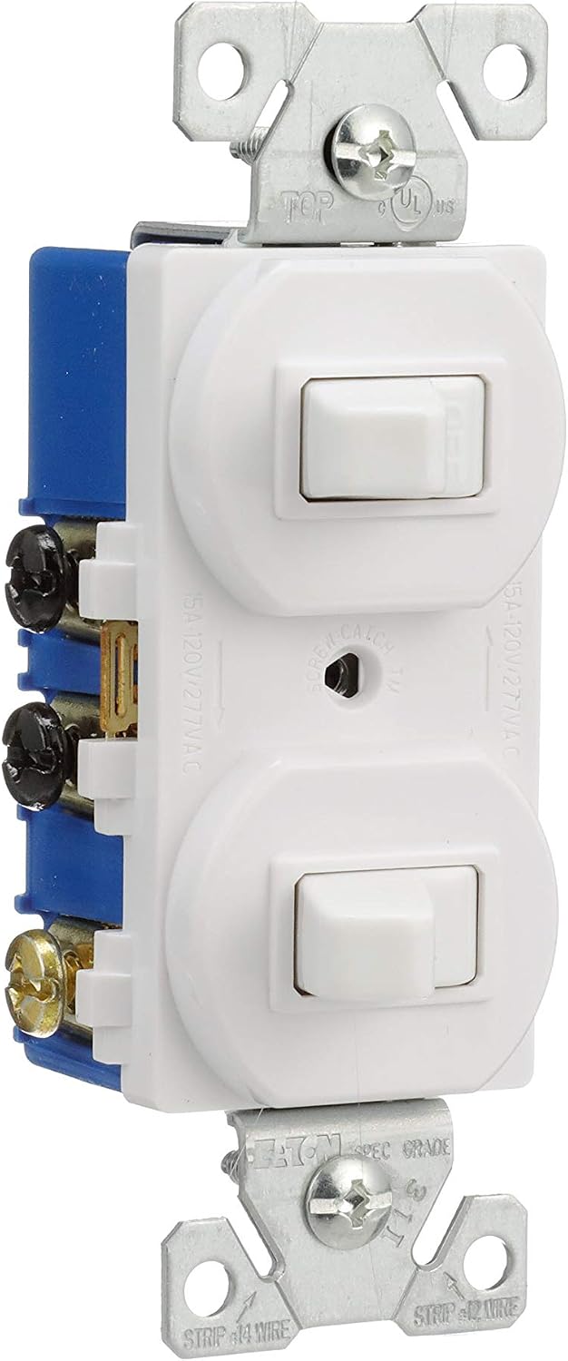 Eaton 275W 15-Amp 120/277-volt Commercial Grade Combination Single Pole Toggle Switch and 3-Way Switch, White