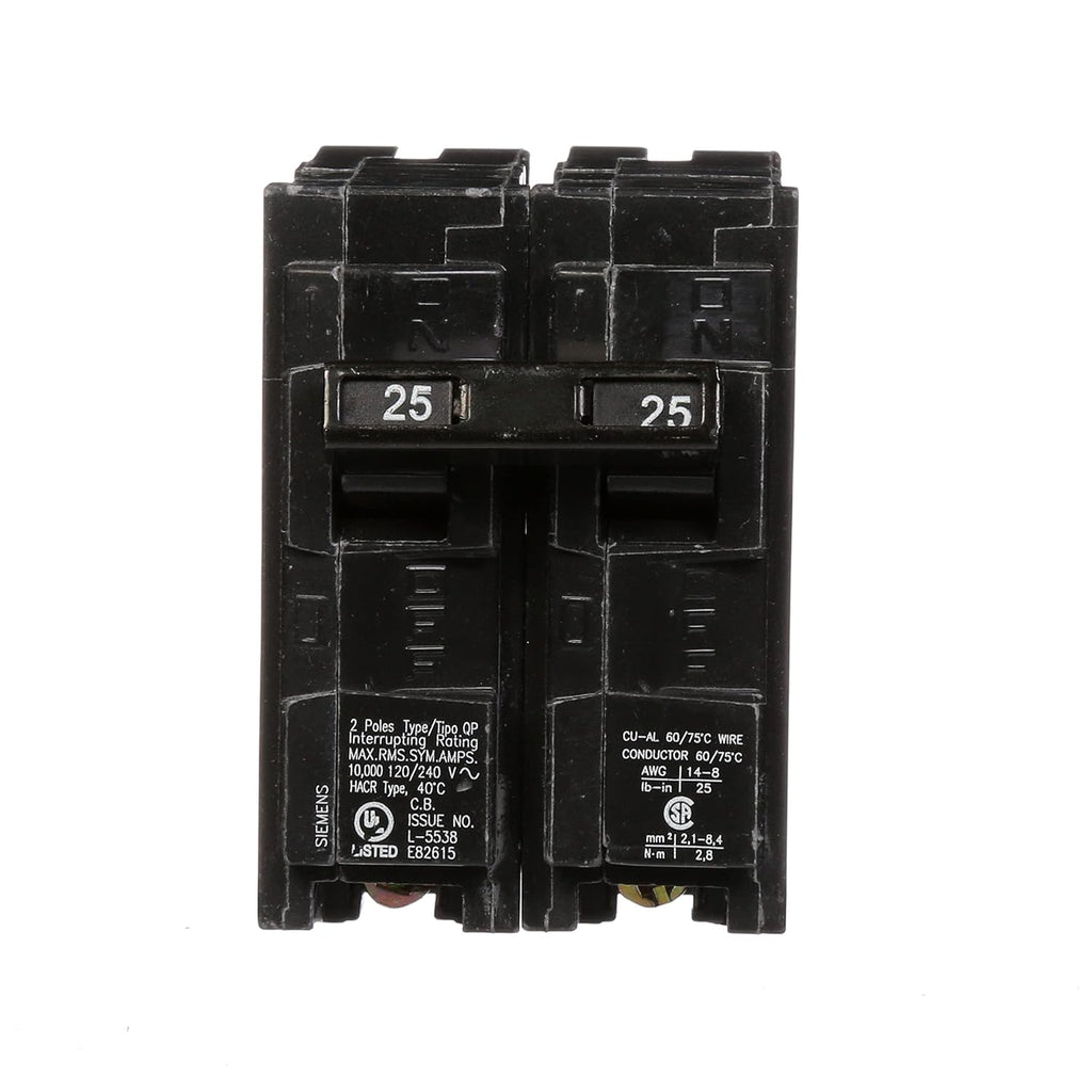 Siemens Q225 25-Amp Double Pole Type QP Circuit Breaker Black