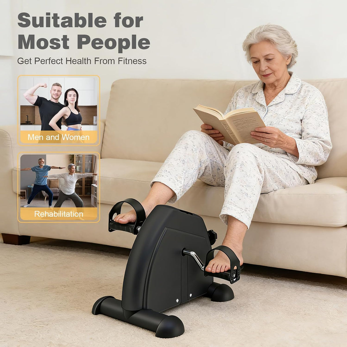 Mini Exercise Bike, Portable Under Desk Pedal Exerciser, Arm & Leg Trainer