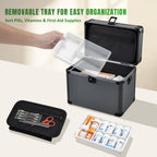 10-inch Lockable Medicine Box with Tray, Medication Lock Box First Aid Box