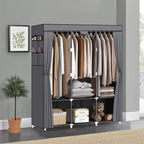Portable Closet, Wardrobe Closet with 3 Hanging Rods and 6 Storage
