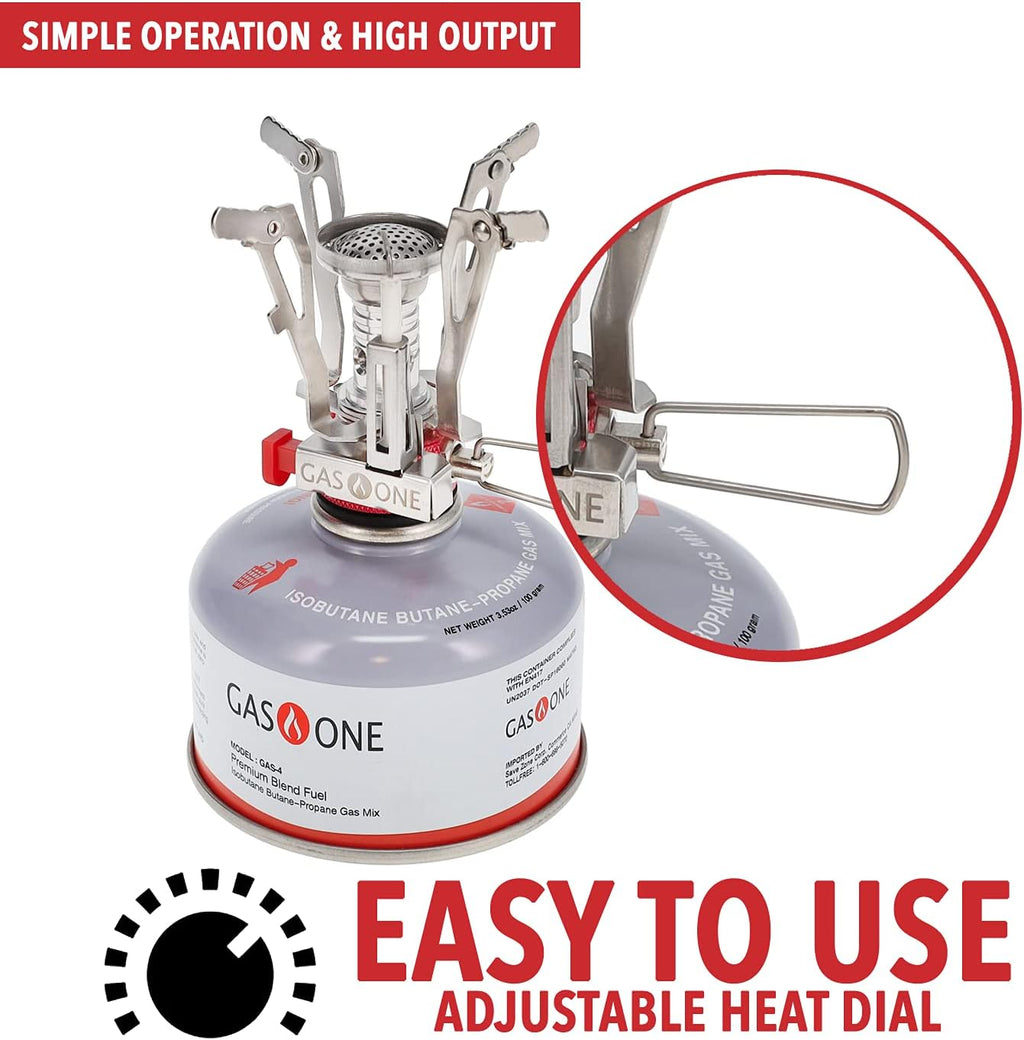 Backpacking Camping Stove - Pocket Rocket Stove with Piezo Ignition and Case for Isobutane fuel, 3"