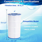 C100S Pool Filter Compatible with Pleatco PA100S, Unicel C-9440
