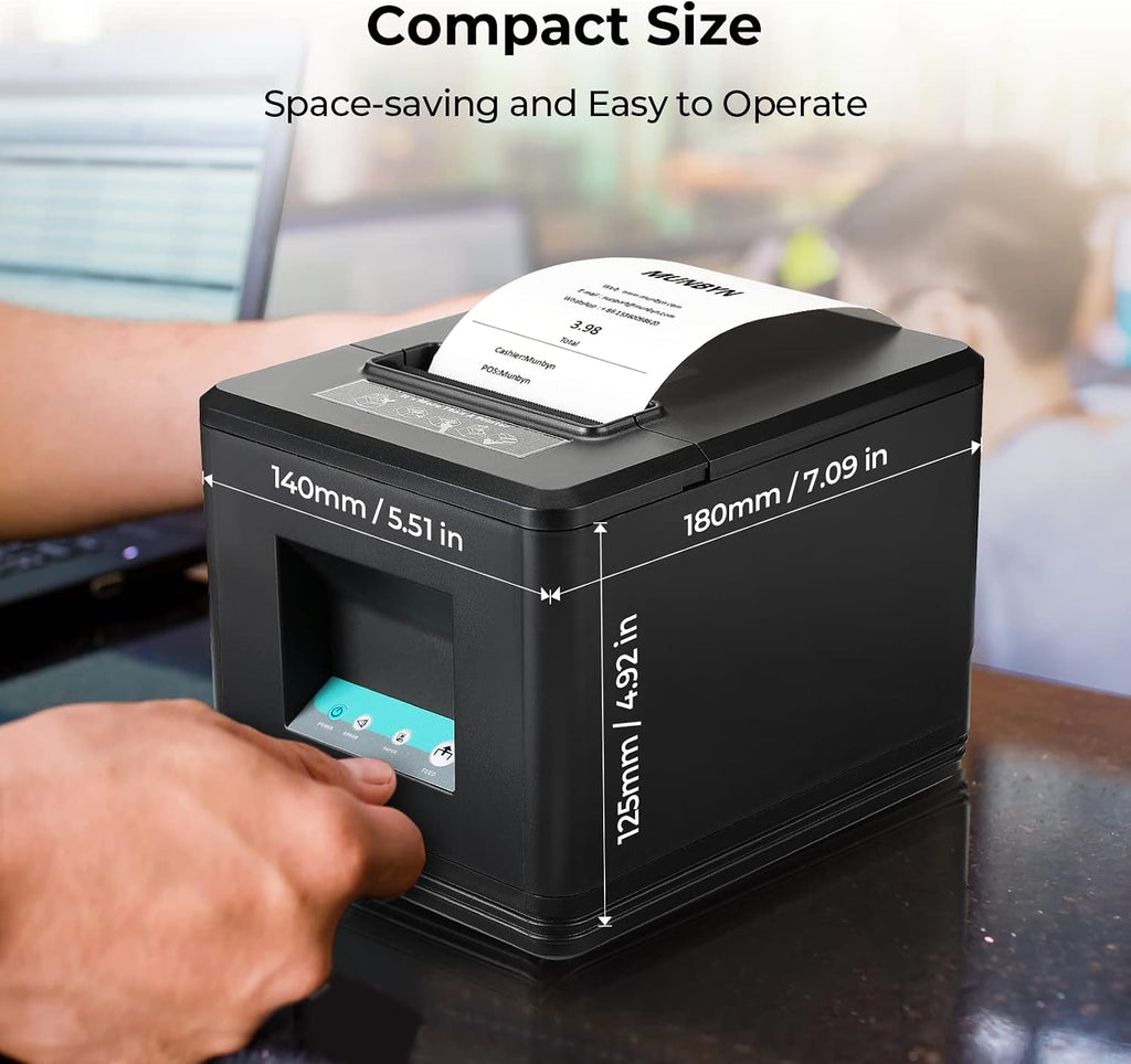 80mm USB Thermal Receipt Printer P098, POS Printer with Auto Cutter | ESC POS command support for Windows and Mac