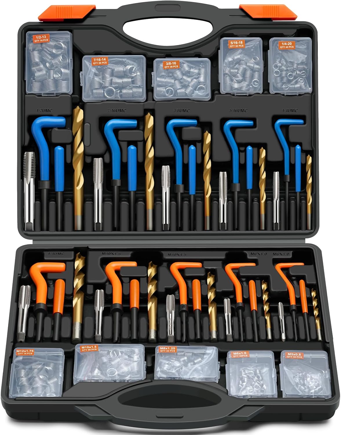 320PCS Helicoil Thread Repair Kit, Metric & SAE Heli Coil Insert Set
