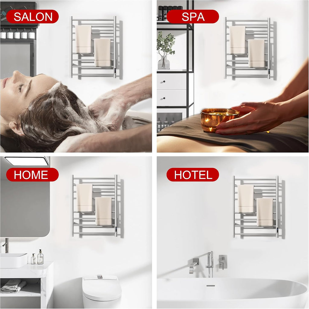 Heated Towel Racks for Bathroom, Wall Mounted Electric Towel Warmer Racks with Timer & Temperature Control, 8 Bar
