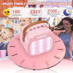 Mini Karaoke Machine for Kids with 2 Wireless Microphones, Pink | Karaoke Speaker, Bluetooth, Magic Voice Changer