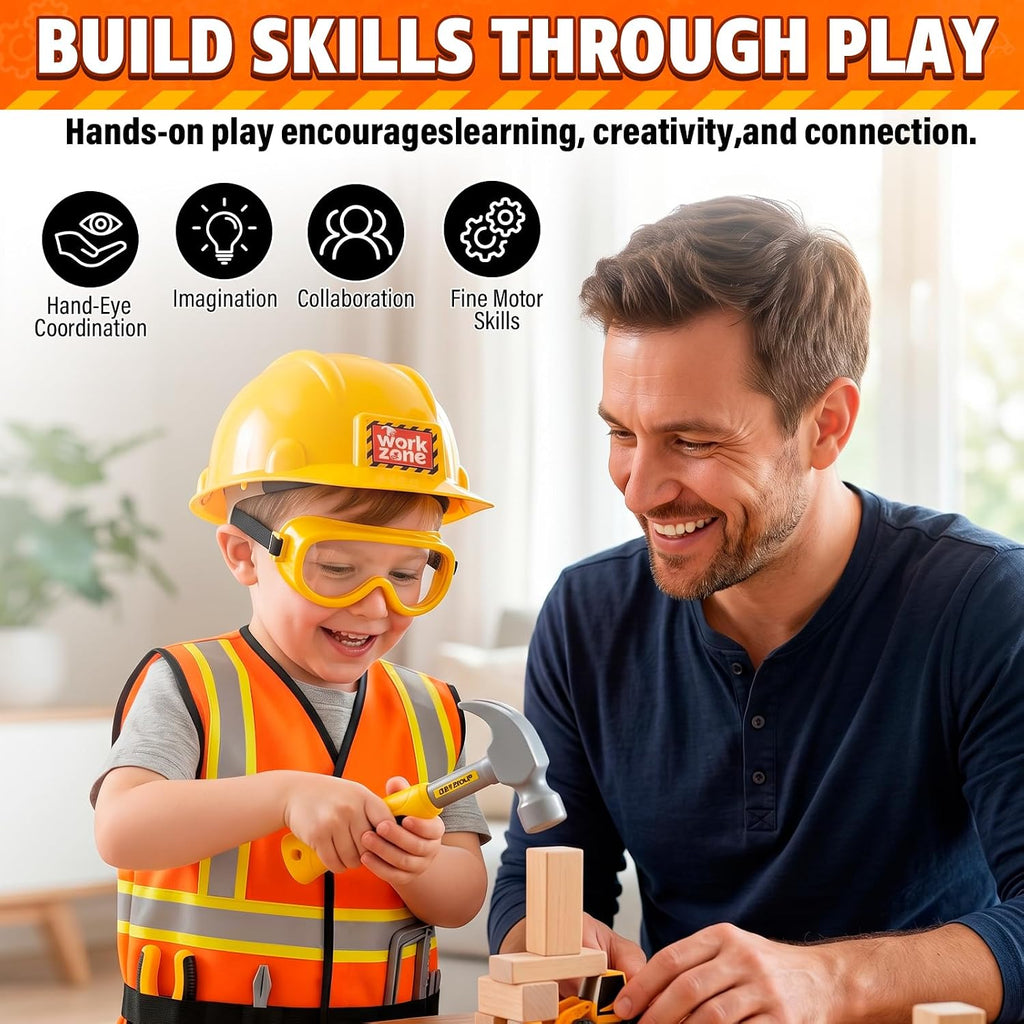 Kids Tool Set, Costumes for Kids, Toddler Dress Up Toys | Toddler Tools with Kids Construction Vest & Hard Hat, Kids'