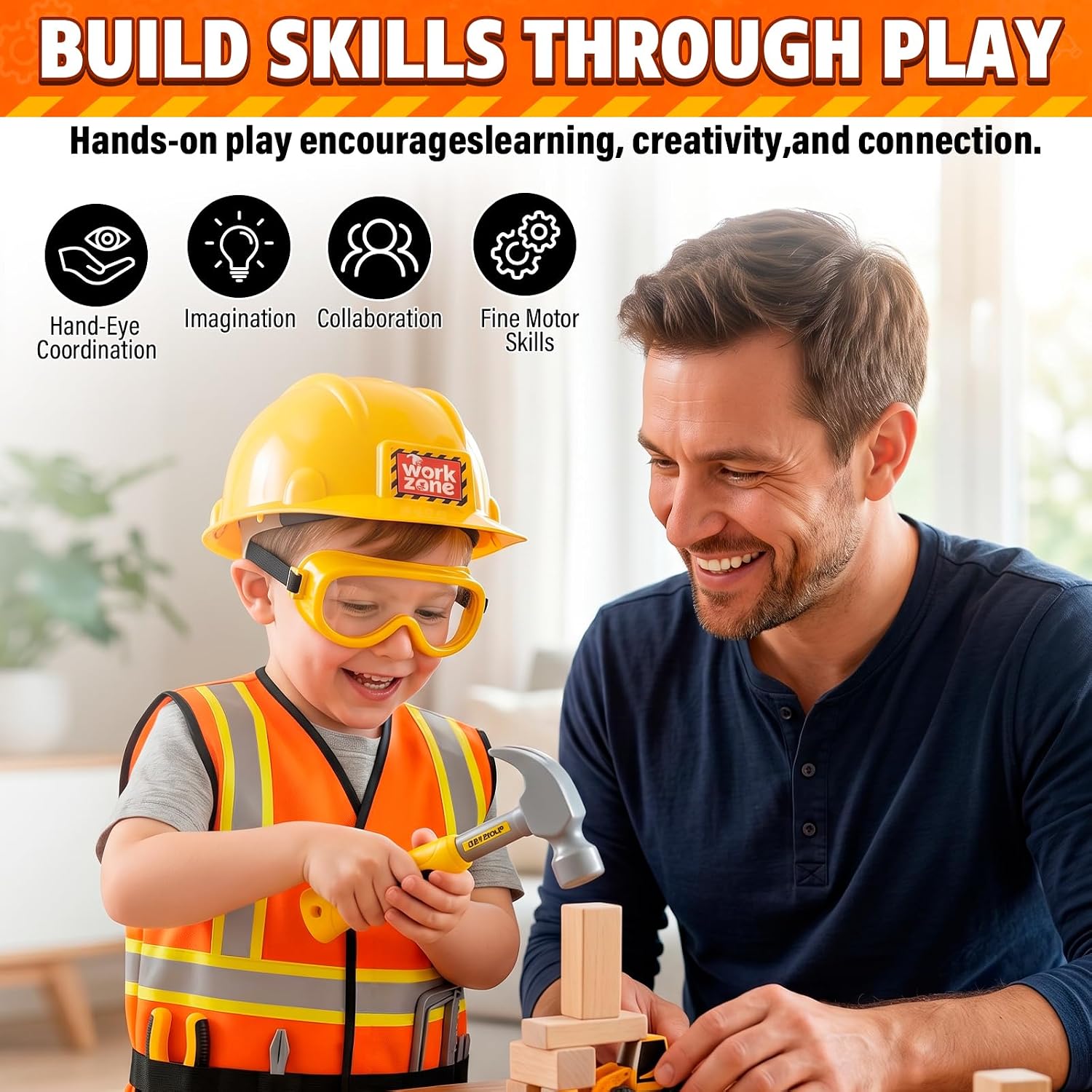 Kids Tool Set, Costumes for Kids, Toddler Dress Up Toys | Toddler Tools with Kids Construction Vest & Hard Hat, Kids'
