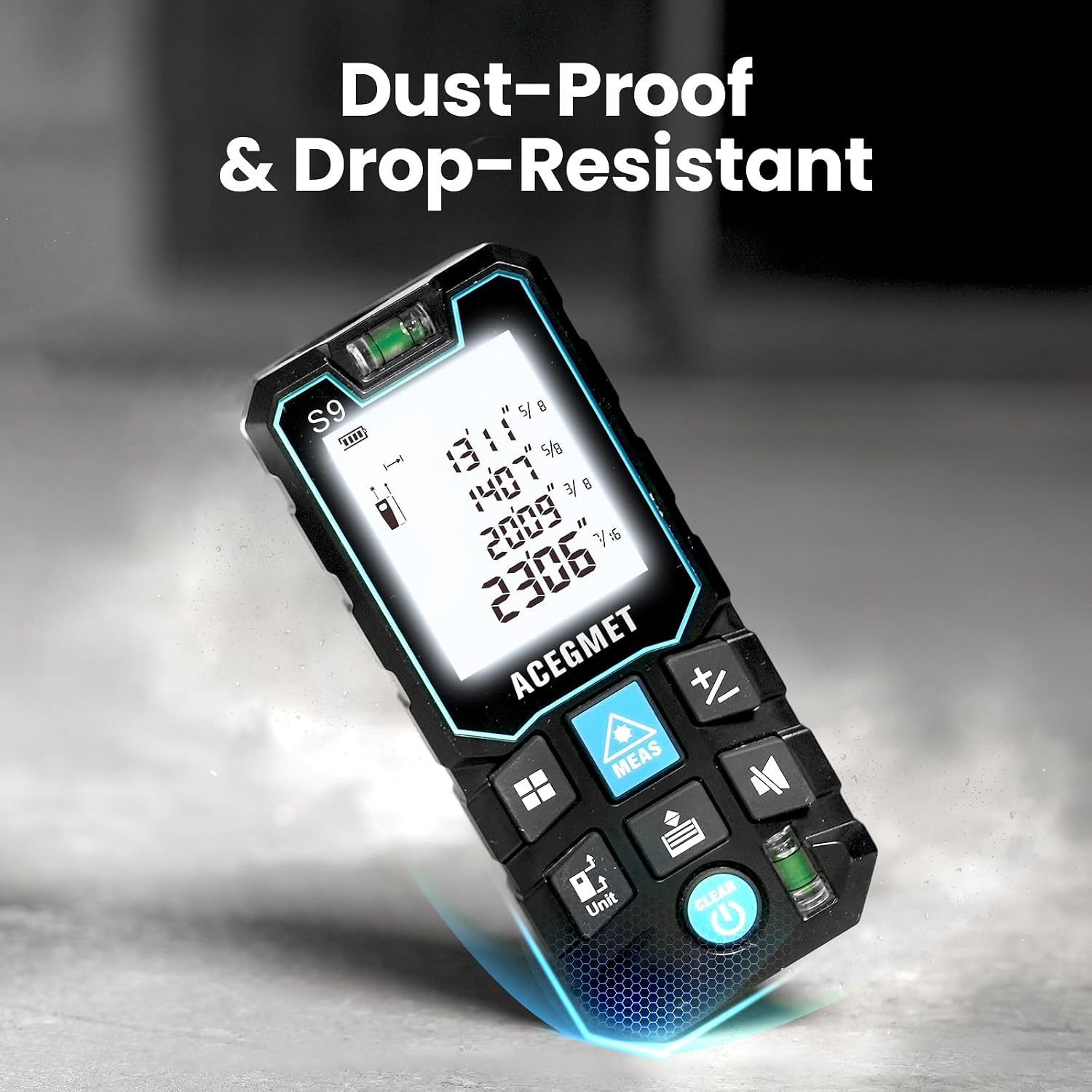 Laser Measure, 229ft/70m Laser Measurement Tool, S9 Room Laser Measuring Tool with 2 Bubble Levels, LCD Backlit