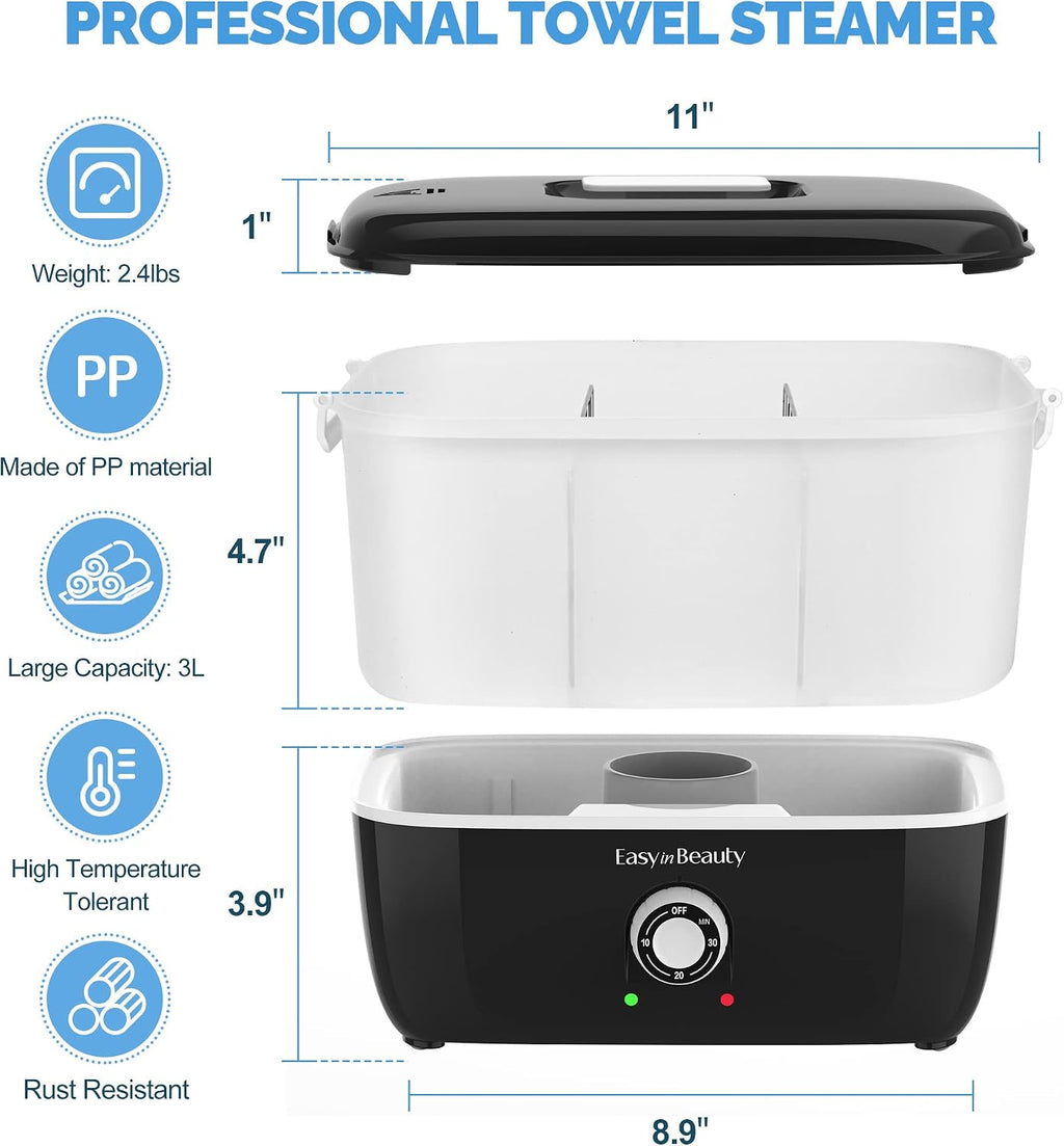 Hot Towel Warmer for Facials,5L Towel Steamer - Heats 1-5 mins | Holds 16 Small Towels, Auto Off Timer Portable Towel