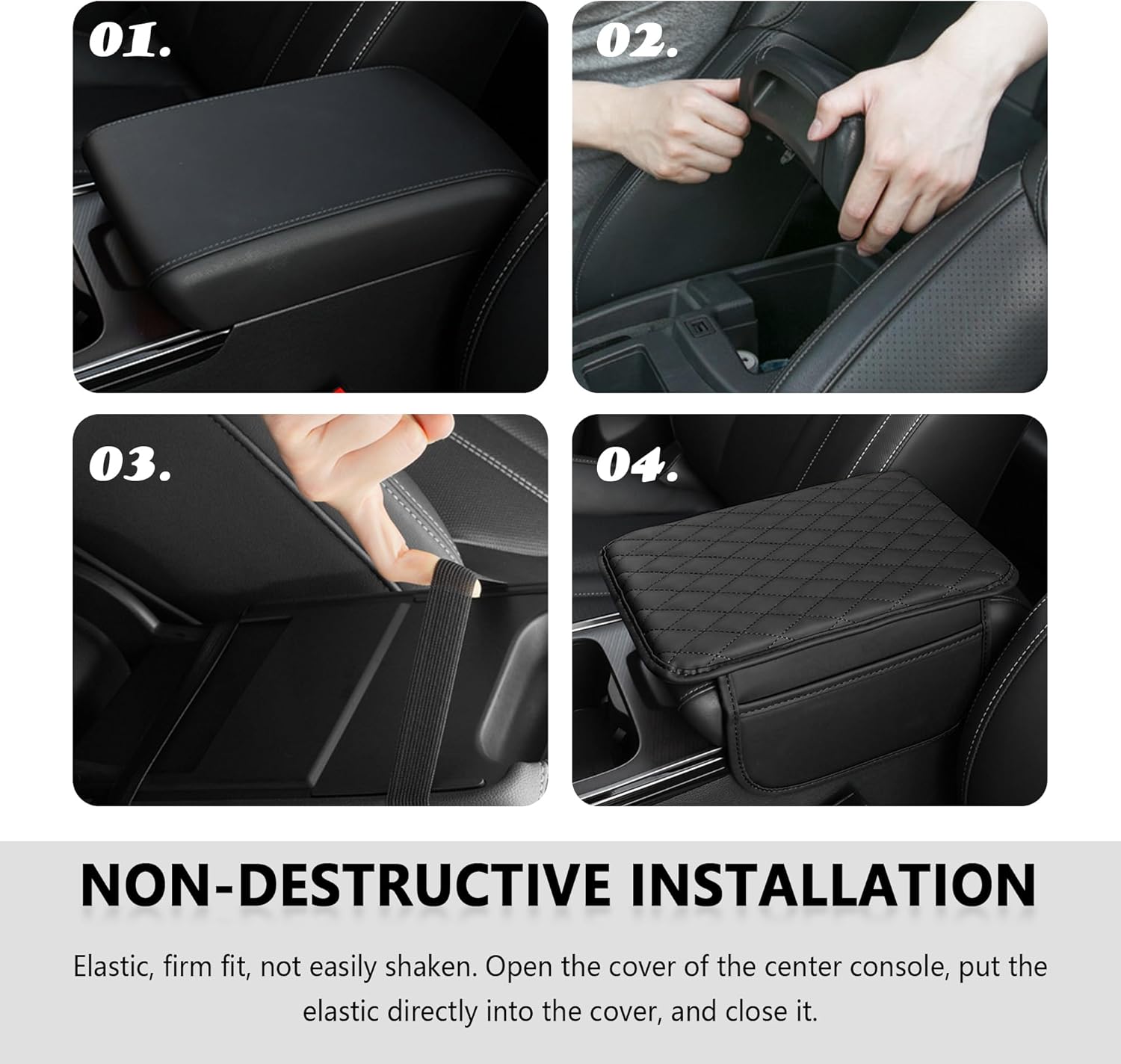 Upgraded Car Center Console Cover,Microfiber Leather Car Armrest Cover Cushion with 2 Storage Bags,Universal Car