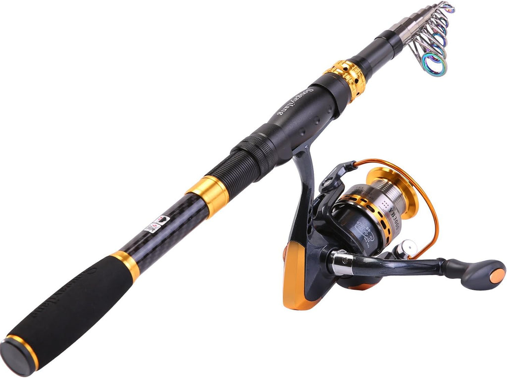 Fishing Rod Reel Combos Carbon Fiber Telescopic Fishing pole with Spinning Reel for Travel Saltwater Freshwater Fishing