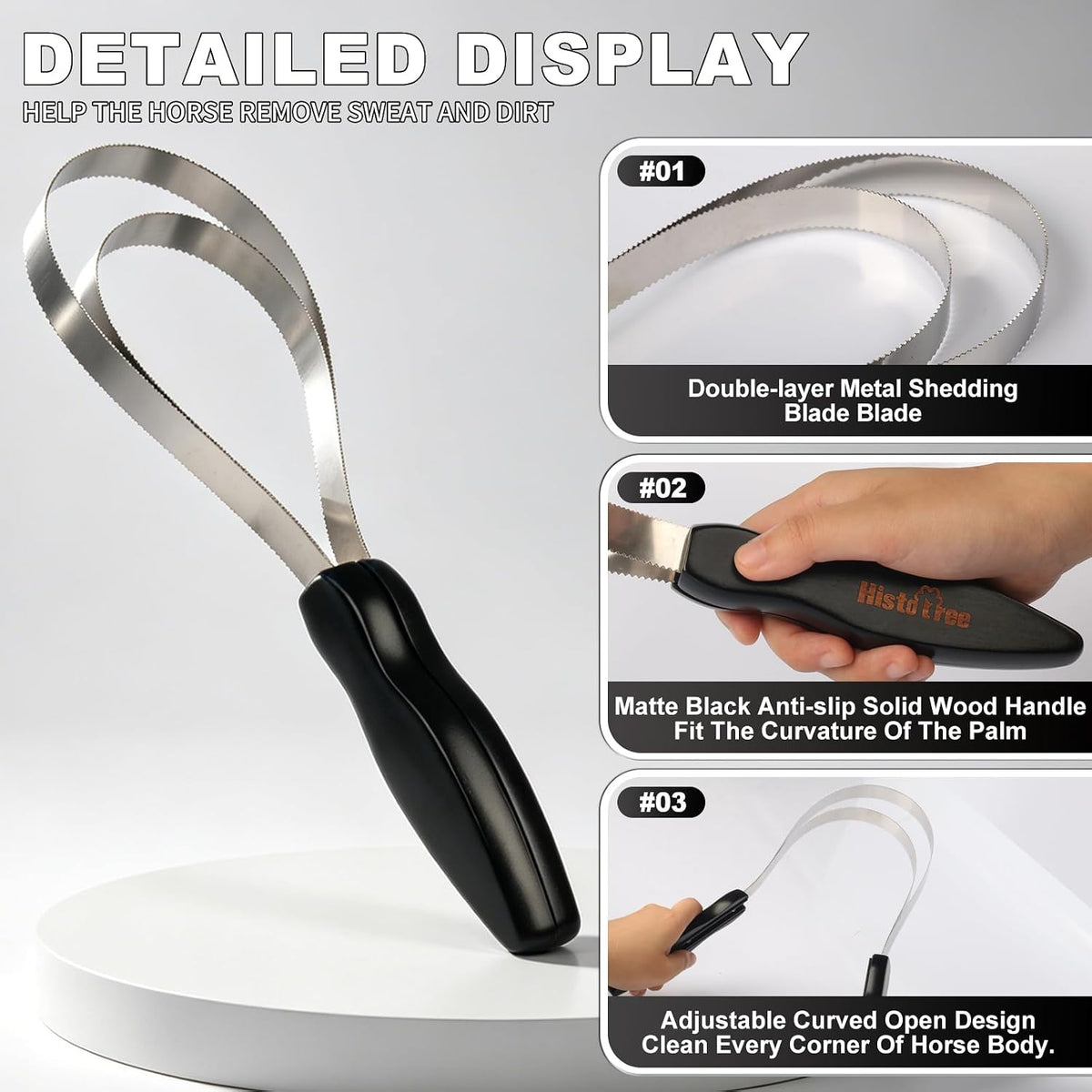 Double-Layer Metal Shedding Blade for Horses Solid Wood Handle