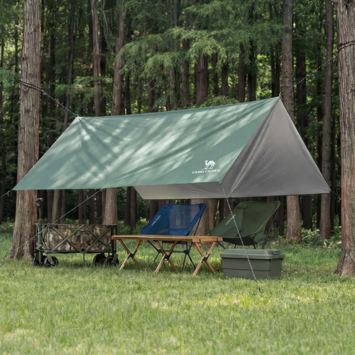 Camping Tarp,3000mm Waterproof & UPF 50+ Sun Protection Rain Fly Tarp - Lightweight Portable Camping Shelter with