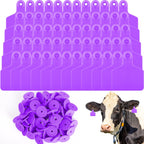 100 Pcs Blank Cattle Ear Tags Large Plastic Animal Cow Tags, Purple