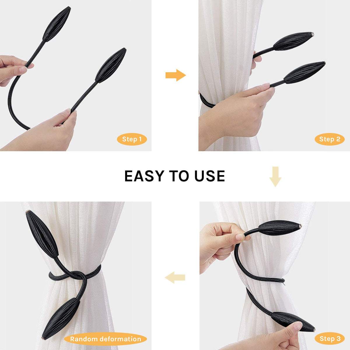 4 Pack DIY Curtain Tiebacks Clips Crystal Decorative Creative Twist Drape Tie Backs European Style Random Modelling