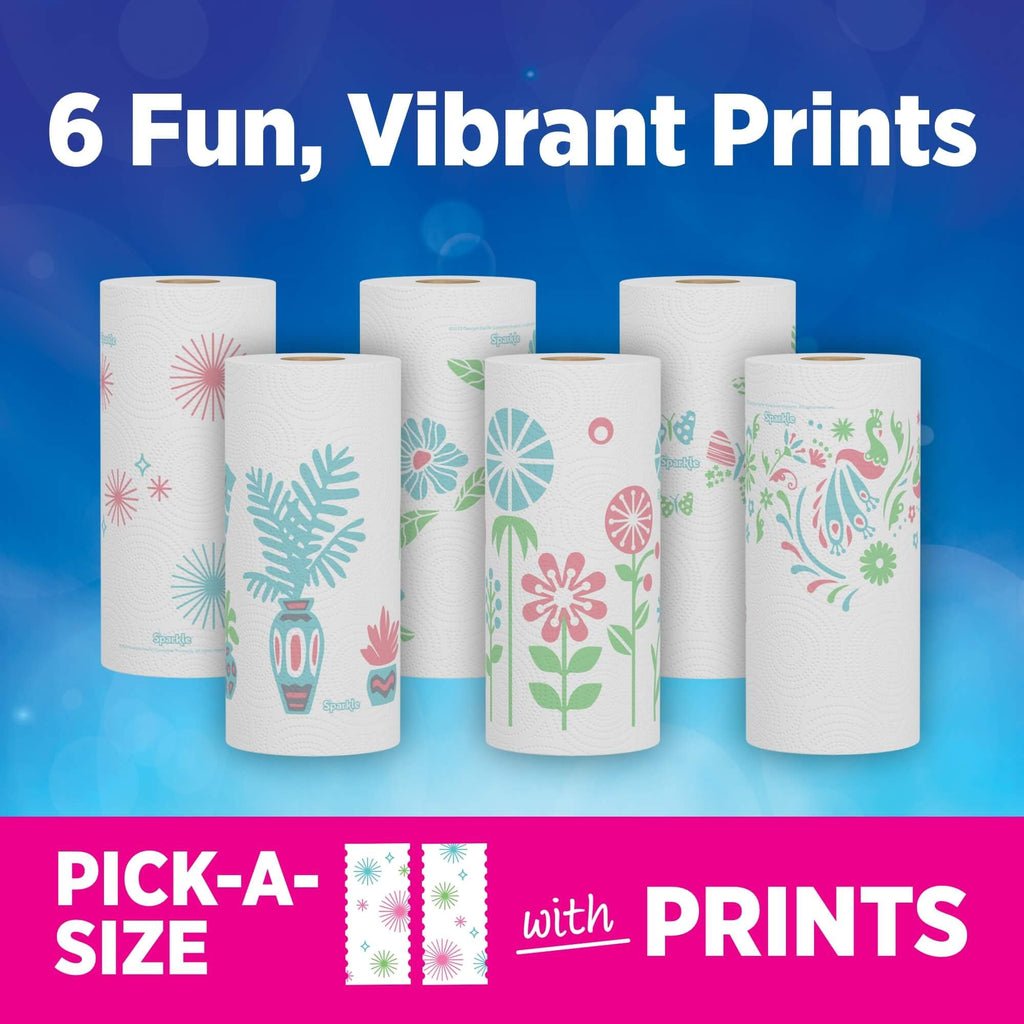 Pick-A-Size Paper Towels, 2-Ply Spirited Prints, 6 Double Rolls