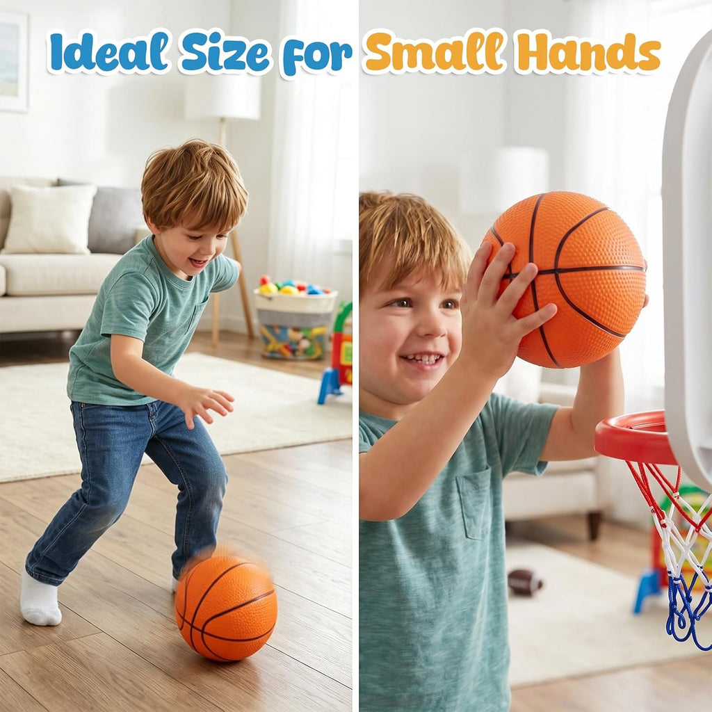 3-Pack Sports Balls, 5-Inch Soccer Ball, Basketball & 7 Inches Footballs for Toddlers 1-3, Adults, Party Favors for