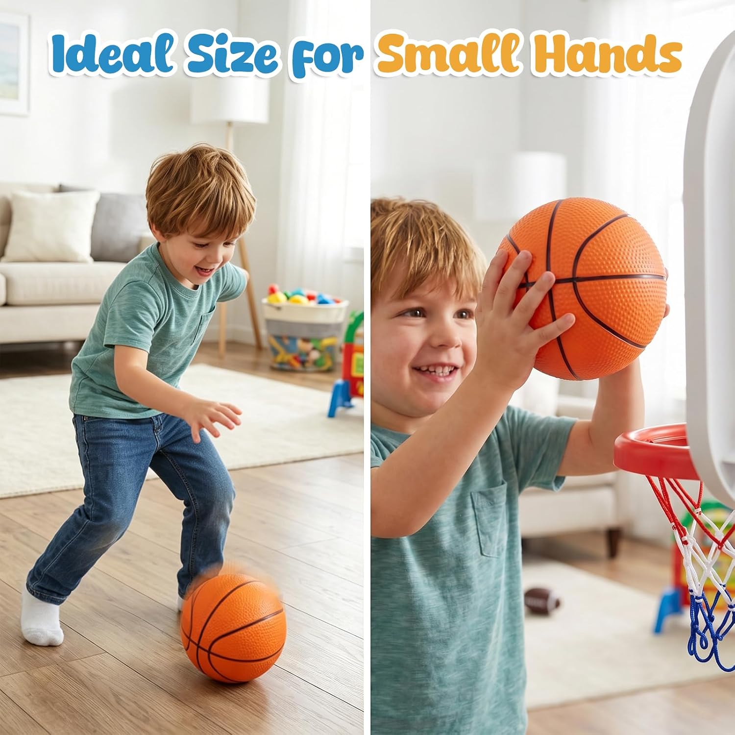 3-Pack Sports Balls, 5-Inch Soccer Ball, Basketball & 7 Inches Footballs for Toddlers 1-3, Adults, Party Favors for
