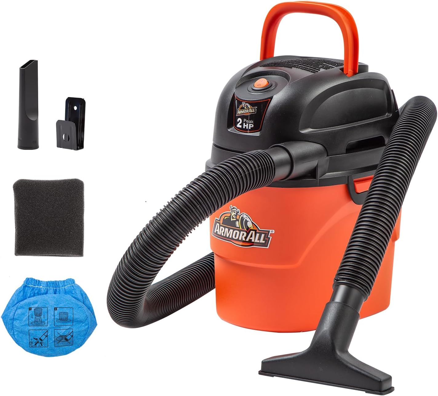 AA155 1.5-Gallon 2 Peak HP Portable Wet/Dry Vacuum, Orange